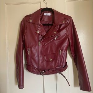 Burgundy Faux Leather Jacket - CL Brand